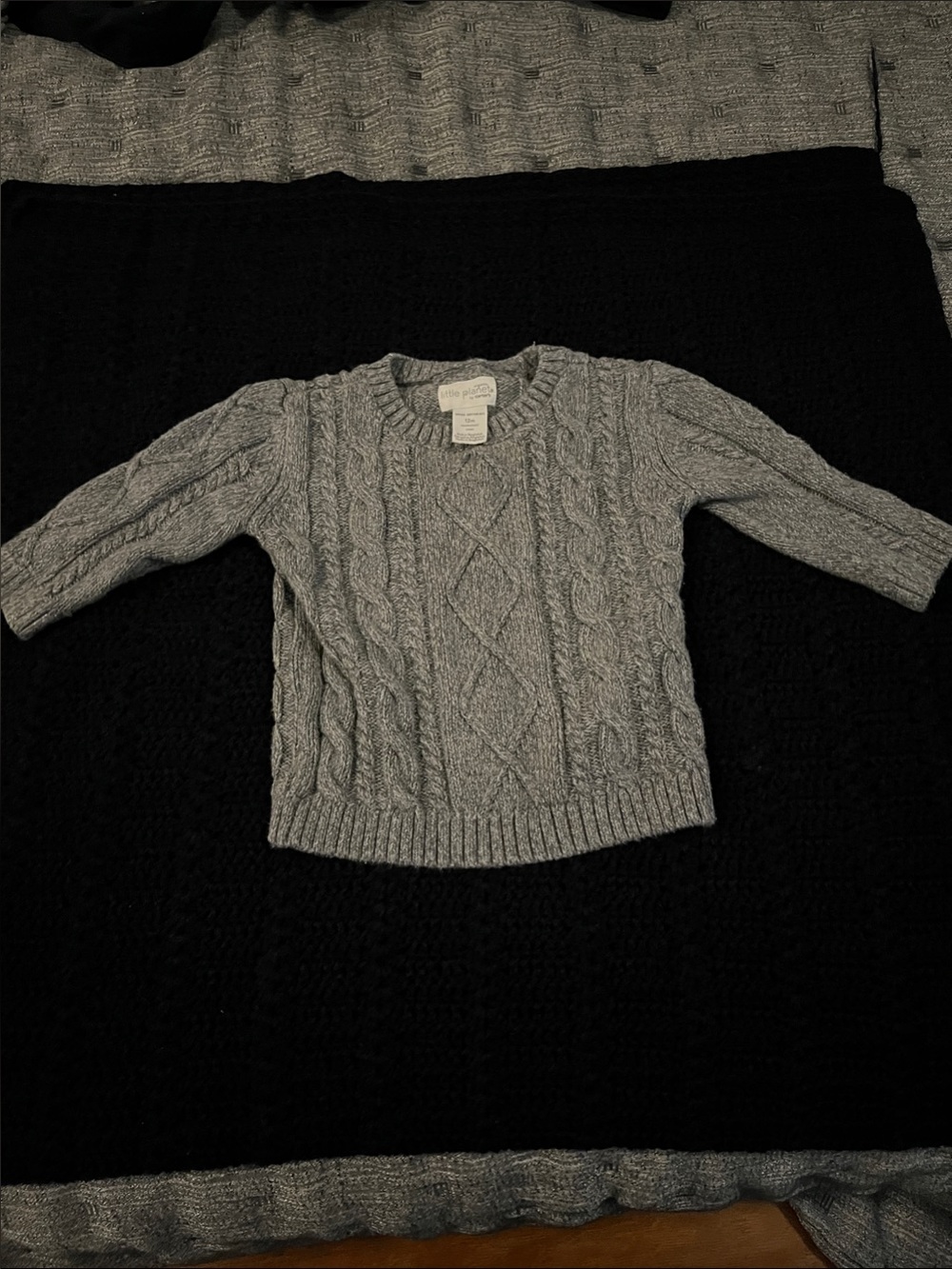 Little planet Classic Cable Knit Sweater - Gray- organic Cotton